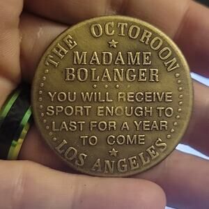brothel coin brass token,all night check, Madam Bolinger year long  sport, LA CA